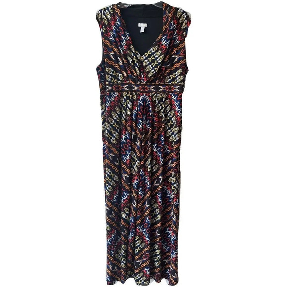 Chico's Maxi Dress Sleeveless Size 3 (XL/16) Multicolor Abstract Print Lined - Picture 1 of 7